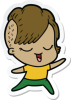 sticker of a happy cartoon girl png