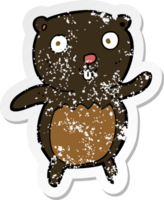 retro distressed sticker of a cartoon black bear cub png