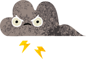 Cartoon-Sturmwolke im Retro-Illustrationsstil png