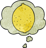 cartoon lemon and thought bubble in grunge texture pattern style png