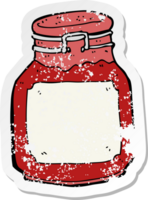 autocollant rétro en détresse d'une confiture de dessin animé png