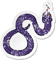 pegatina retro angustiada de una serpiente de dibujos animados png