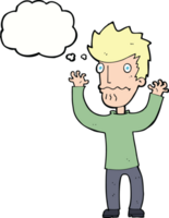 cartoon frightened man with thought bubble png