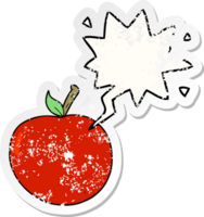 Cartoon-Apfel und Sprechblase beunruhigter Aufkleber png