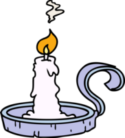 cartoon doodle of a candle holder and lit candle png