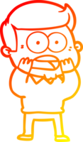 warm gradient line drawing cartoon shocked man png