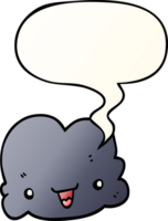 cartoon tiny happy cloud and speech bubble in smooth gradient style png