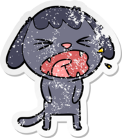 distressed sticker of a cute cartoon dog png