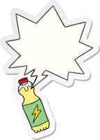 cartoon soda bottle and speech bubble sticker png