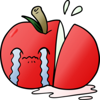 manzana en rodajas triste de dibujos animados png