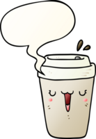 cartoon coffee cup and speech bubble in smooth gradient style png