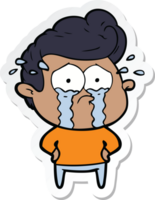 sticker of a cartoon crying man png