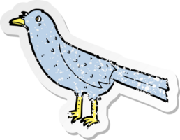 retro distressed sticker of a cartoon crow png