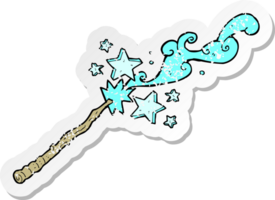 retro distressed sticker of a magic wand casting spell png