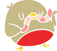 flat color style cartoon bird eating worm png