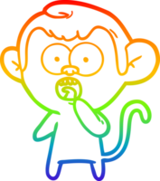 rainbow gradient line drawing cartoon shocked monkey png