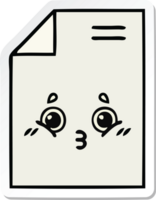 sticker of a cute cartoon sheet of paper png