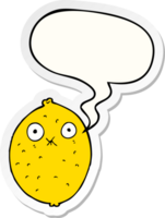 cartoon bitter lemon and speech bubble sticker png