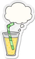 cartoon fizzy drink and thought bubble as a printed sticker png