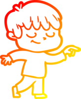 warm gradient line drawing cartoon happy boy png