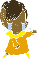 menina chorando de desenho animado de estilo de cor plana png