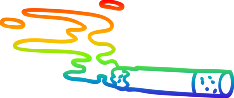 rainbow gradient line drawing cartoon cigarette png