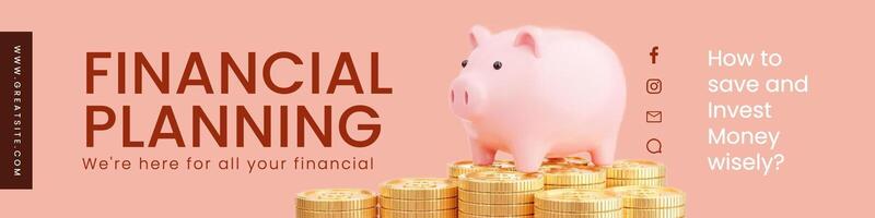 Pink Minimalist Financial Planning Linkedin Banner template