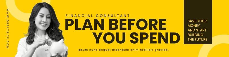 Yellow Minimalist Financial Consultant Linkedin Banner template