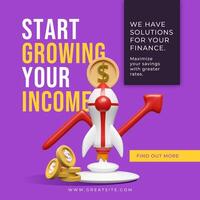 Purple Minimalist Financial Income Instagram Post template