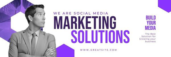 Purple Modern Social Media Marketing Twitter Banner template