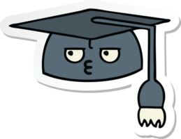 sticker of a cute cartoon graduation hat png