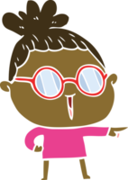 mujer de dibujos animados de estilo de color plano con gafas png