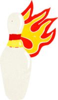 cartoon ten pin bowling skittle on fire png