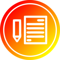 document and pencil circular in hot gradient spectrum png