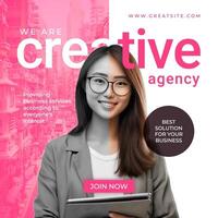 Pink Minimalist Creative Agency Linkedin Post template