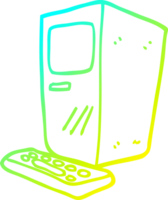 cold gradient line drawing cartoon computer and keyboard png