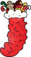 cartoon doodle christmas stocking stuffed with toys png