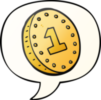 cartoon coin and speech bubble in smooth gradient style png