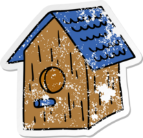 distressed sticker cartoon doodle of a wooden bird house png