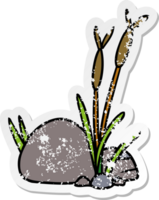 distressed sticker cartoon doodle of stone and pebbles png