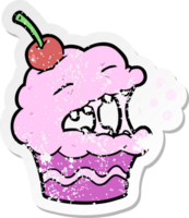 vinheta angustiada de um cupcake de desenho animado png