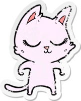 distressed sticker of a calm cartoon cat png