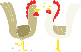 poulets de dessin animé de style plat couleur png