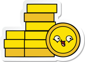 sticker of a cute cartoon coins png