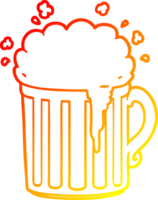 ligne de gradient chaud dessinant une chope de bière de dessin animé png