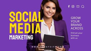 Purple Minimalist Social Media Marketing Twitter Post template