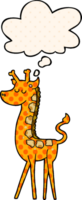 cartoon giraffe and thought bubble in comic book style png