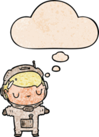 cartoon astronaut and thought bubble in grunge texture pattern style png