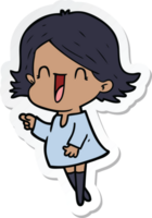 sticker of a cartoon happy woman png