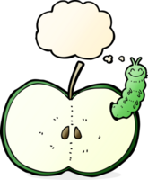 cartoon bug eating apple with thought bubble png